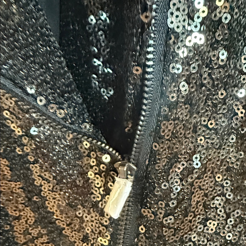 NWT COLLEEN LOPEZ SEQUIN BLACK MOTO JACKET WITH STRETCH AND POCKETS - Picture 4 of 10